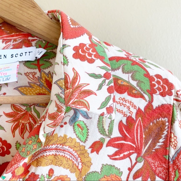 GRETCHEN SCOTT floral top Ruffle sleeve fall color RELISTED - Picture 3 of 9